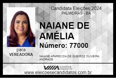 Candidato NAIANE DE AMÉLIA 2024 - PALMEIRAS - Eleições