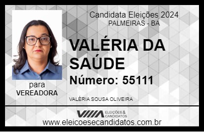 Candidato VALÉRIA DA SAÚDE 2024 - PALMEIRAS - Eleições