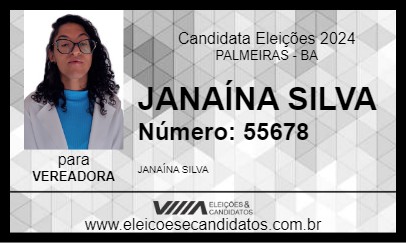 Candidato JANAÍNA SILVA 2024 - PALMEIRAS - Eleições