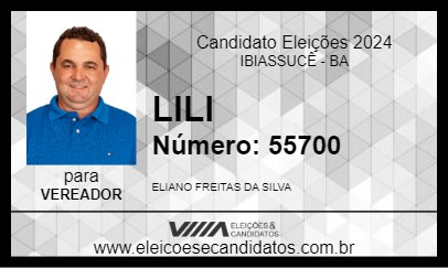 Candidato LILI 2024 - IBIASSUCÊ - Eleições