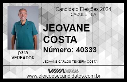 Candidato JEOVANE COSTA 2024 - CACULÉ - Eleições