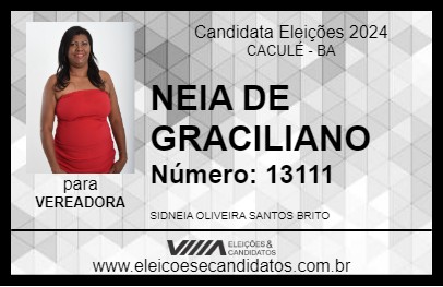 Candidato NEIA DE GRACILIANO 2024 - CACULÉ - Eleições