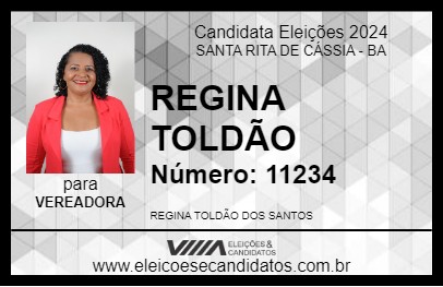 Candidato REGINA TOLDÃO 2024 - SANTA RITA DE CÁSSIA - Eleições