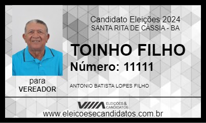 Candidato TOINHO FILHO 2024 - SANTA RITA DE CÁSSIA - Eleições