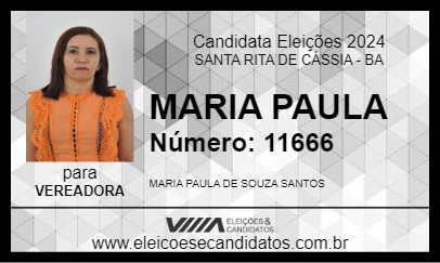 Candidato MARIA PAULA 2024 - SANTA RITA DE CÁSSIA - Eleições