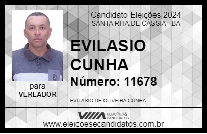 Candidato EVILASIO CUNHA 2024 - SANTA RITA DE CÁSSIA - Eleições