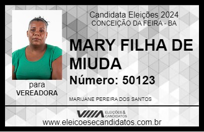 Candidato MARY FILHA DE MIUDA 2024 - CONCEIÇÃO DA FEIRA - Eleições