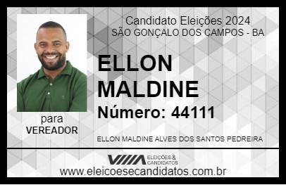 Candidato ELLON MALDINE 2024 - SÃO GONÇALO DOS CAMPOS - Eleições