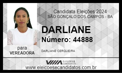 Candidato DARLIANE 2024 - SÃO GONÇALO DOS CAMPOS - Eleições