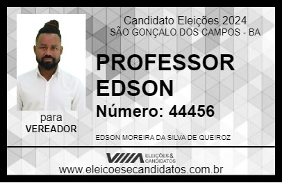 Candidato PROFESSOR EDSON 2024 - SÃO GONÇALO DOS CAMPOS - Eleições