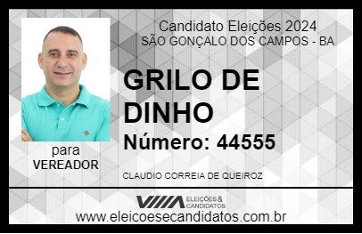 Candidato GRILO DE DINHO 2024 - SÃO GONÇALO DOS CAMPOS - Eleições