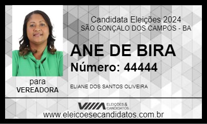 Candidato ANE DE BIRA 2024 - SÃO GONÇALO DOS CAMPOS - Eleições