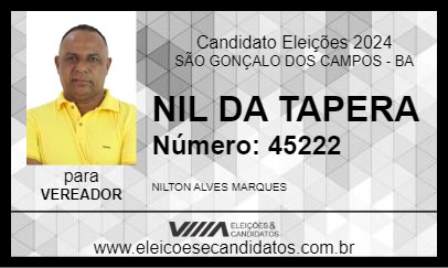 Candidato NIL DA TAPERA 2024 - SÃO GONÇALO DOS CAMPOS - Eleições