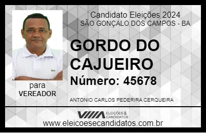 Candidato GORDO DO CAJUEIRO 2024 - SÃO GONÇALO DOS CAMPOS - Eleições