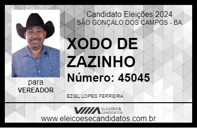 Candidato XODO DE ZAZINHO 2024 - SÃO GONÇALO DOS CAMPOS - Eleições