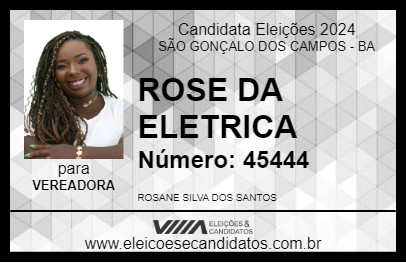 Candidato ROSE DA ELETRICA 2024 - SÃO GONÇALO DOS CAMPOS - Eleições