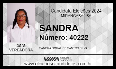 Candidato SANDRA DA LAGOA 2024 - MIRANGABA - Eleições