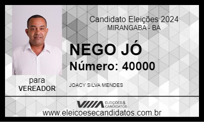 Candidato NEGO JÓ 2024 - MIRANGABA - Eleições