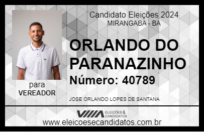 Candidato ORLANDO DO PARANAZINHO 2024 - MIRANGABA - Eleições