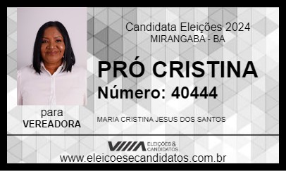 Candidato PRÓ CRISTINA 2024 - MIRANGABA - Eleições