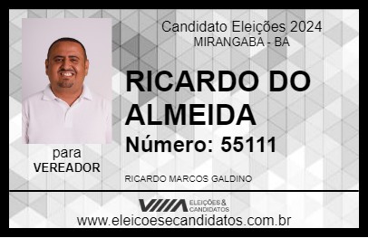 Candidato RICARDO DO ALMEIDA 2024 - MIRANGABA - Eleições