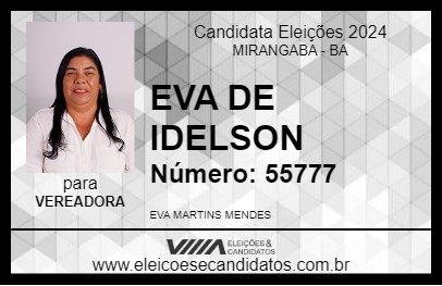 Candidato EVA DE IDELSON 2024 - MIRANGABA - Eleições