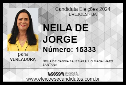 Candidato NEILA DE JORGE 2024 - BREJÕES - Eleições