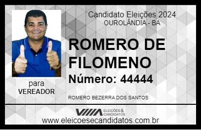 Candidato ROMERO DE FILOMENO 2024 - OUROLÂNDIA - Eleições