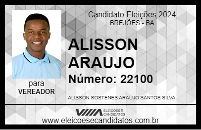 Candidato ALISSON ARAUJO 2024 - BREJÕES - Eleições