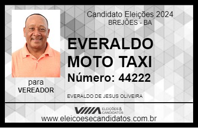 Candidato EVERALDO MOTO TAXI 2024 - BREJÕES - Eleições