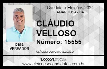 Candidato CLÁUDIO VELLOSO 2024 - AMARGOSA - Eleições