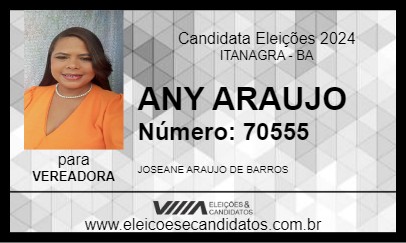 Candidato ANY ARAUJO 2024 - ITANAGRA - Eleições