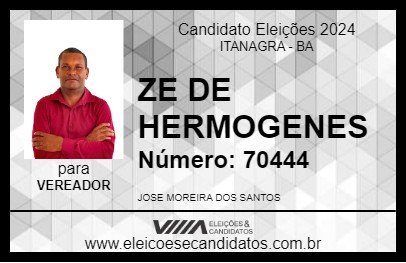 Candidato ZE DE HERMOGENES 2024 - ITANAGRA - Eleições