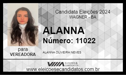 Candidato ALANNA 2024 - WAGNER - Eleições