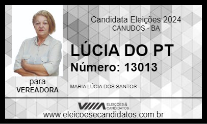 Candidato LÚCIA DO PT 2024 - CANUDOS - Eleições