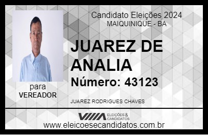 Candidato JUAREZ DE ANALIA 2024 - MAIQUINIQUE - Eleições