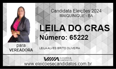 Candidato LEILA BRITO 2024 - MAIQUINIQUE - Eleições