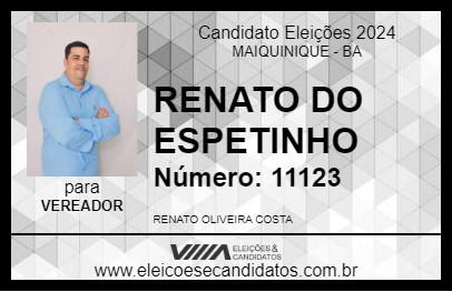 Candidato RENATO DO ESPETINHO 2024 - MAIQUINIQUE - Eleições