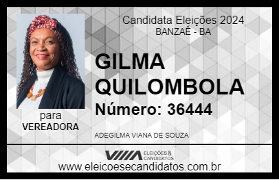 Candidato GILMA QUILOMBOLA 2024 - BANZAÊ - Eleições