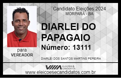 Candidato DIARLEI DO PAPAGAIO 2024 - MORPARÁ - Eleições