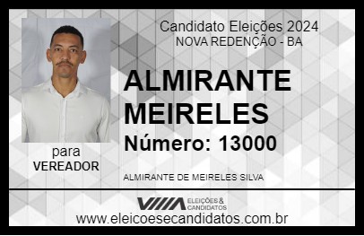 Candidato ALMIRANTE MEIRELES 2024 - NOVA REDENÇÃO - Eleições