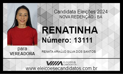 Candidato RENATINHA 2024 - NOVA REDENÇÃO - Eleições