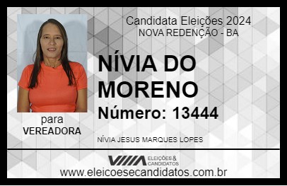 Candidato NÍVIA DO MORENO 2024 - NOVA REDENÇÃO - Eleições