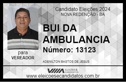 Candidato BUI DA AMBULÂNCIA 2024 - NOVA REDENÇÃO - Eleições