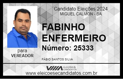 Candidato FABINHO ENFERMEIRO 2024 - MIGUEL CALMON - Eleições