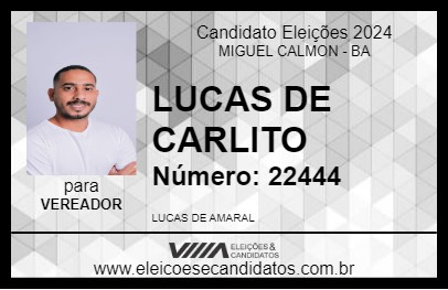 Candidato LUCAS DE CARLITO 2024 - MIGUEL CALMON - Eleições