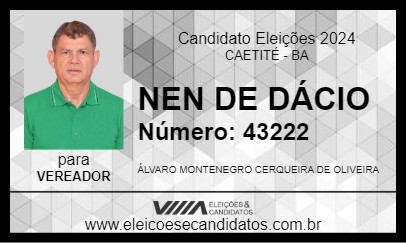 Candidato NEN DE DÁCIO 2024 - CAETITÉ - Eleições