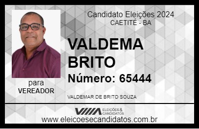 Candidato VALDEMA BRITO 2024 - CAETITÉ - Eleições