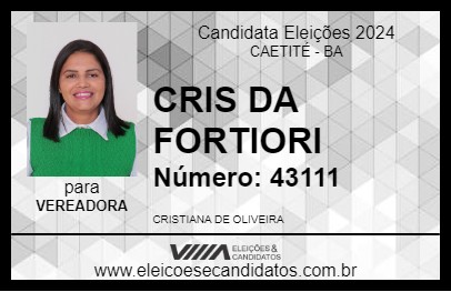 Candidato CRIS DA FORTIORI 2024 - CAETITÉ - Eleições