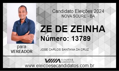 Candidato ZE DE ZEINHA 2024 - NOVA SOURE - Eleições